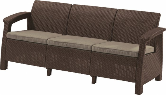 Meble ogrodowe sofa 3-osobowa CORFU brąz/c.beż