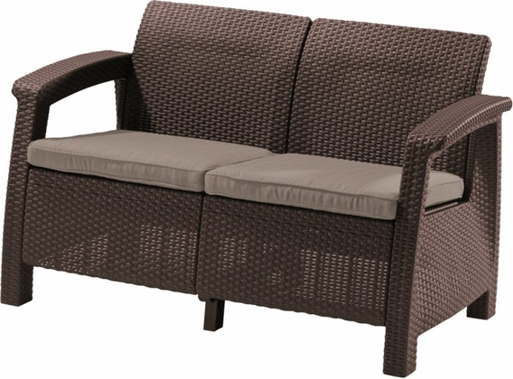 Meble ogrodowe sofa 2-osobowa CORFU brąz/c.beż