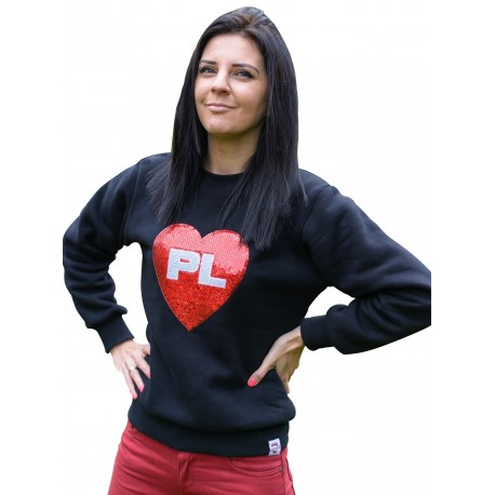 Bluza SERCE PL - cekiny CZARNA