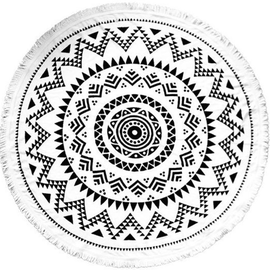 Ręcznik plażowy okrągły BOHO MANDALA WHITE REC23