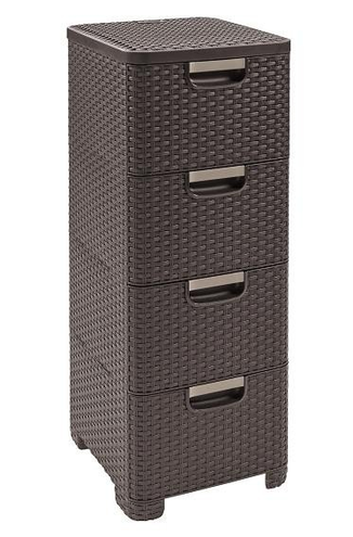 Regał z szufladami RATTAN STYLE 4x14L brązowy