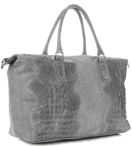 Torebki Skórzane Kufer XXL Aligator firmy Genuine Leather Szare (kolory)