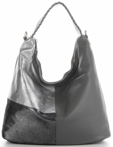 Uniwersalne Torebki Skórzane włoskiej firmy Genuine Leather Szare (kolory)