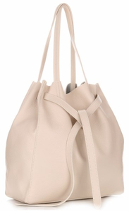 Torebka Skórzana ShopperBag z Kosmetyczką Firmy Genuine Leather Beżowa