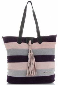 Torebki Skórzane ShopperBag firmy VITTORIA GOTTI Multikolor Fioletowe (kolory)