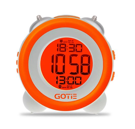 Gotie budzik GBE-200P - pomarańczowy - duży i wyraźny wyświetlacz LCD - funkcja drzemki - dostępne od ręki