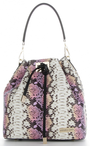 Vittoria Gotti Firmowe Torebki Skórzane Ekskluzywny Shopper Made in Italy w modny wzór węża Różowa (kolory)