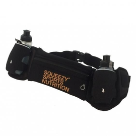Squeezy Running Flaskbelt | CZARNY - pas biodrowy z kieszonką na zamek i dwoma bidonami