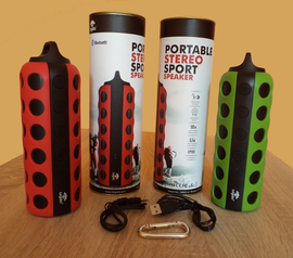 Głośnik Legato SOUNDCORE - bezprzewodowy Bluetooth - odporny IPX5 - czerwony - funkcja zestawu głośnomówiącego - Portable Stereo Sport Speaker - dostę