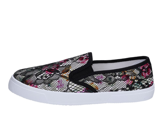SLIP ON Czarne tenisówki damskie WISHOT 102