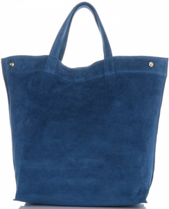 Uniwersalne Torebki Skórzane ShopperBag VERA PELLE Jeansowe