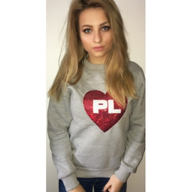 Bluza SERCE PL - cekiny SZARA