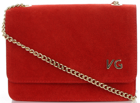 Vittoria Gotti Made in Italy Firmowe Torebki Skórzane Elegancka Listonoszka na łańcuszku Czerwone (kolory)