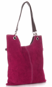 Damska Torba Skórzana GENUINE LEATHER Fuksja