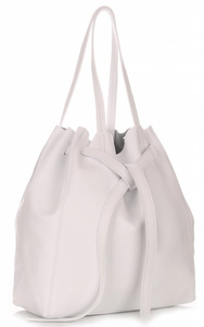 Torebka Skórzana ShopperBag z Kosmetyczką Firmy Genuine Leather Biała