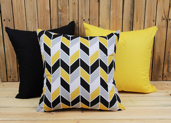 Zestaw 3 poszewek bawełnianych Geometric Yellow + żółty + czarny 40x40