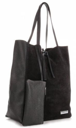VITTORIA GOTTI Torebka Damska Skórzany ShopperBag Made in Italy Czarna