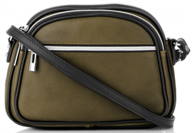 Uniwersalne Włoskie Torebki Skórzane Listonoszki do noszenia na co dzień marki Genuine Leather Dwie Komory Khaki (kolory)