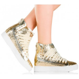 Sznurowane Creepers'y- Złote Wysokie Trampki