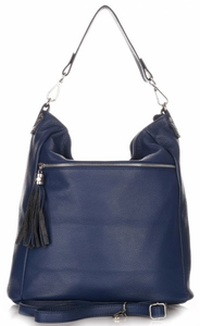 Uniwersalna Torebka Skórzana Firmy Genuine Leather Granatowa