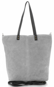 Torebki Skórzane typu ShopperBag firmy Vera Pelle Jasno Szare