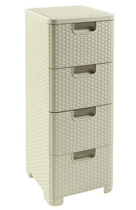 Regał z szufladami RATTAN STYLE 4x14L kremowy