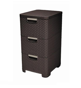 Regał z szufladami RATTAN STYLE 3x14L brązowy