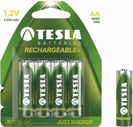 TESLA AKumulatorki Paluszki Baterie wielokrotnego ładowarnia AA HR6 GREEN 2450mah rozmiar LR6 Blister 4sztuki