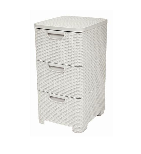 Regał z szufladami RATTAN STYLE 3x14L kremowy