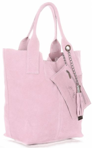 Torebki Skórzane Typu ShopperBag VITTORIA GOTTI Pudrowy Róż