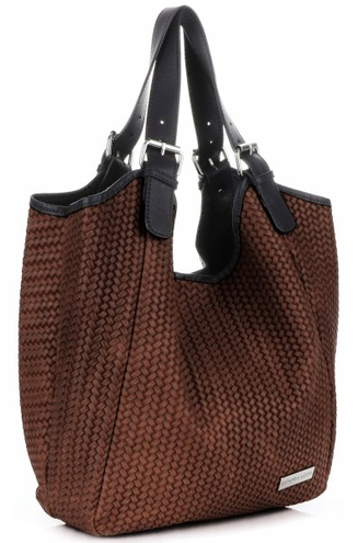Włoskie Torebki Skórzane ShopperBag VITTORIA GOTTI Brązowe