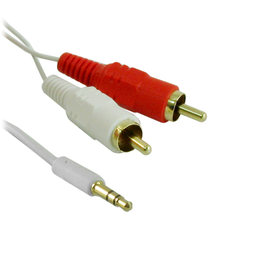 Przyłącze wtyk Jack 3.5mm stereo na 2 wtyki RCA (cinch) białe 5m
