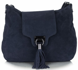 Torebki Skórzane Listonoszki firmy GENUINE LEATHER Granatowe