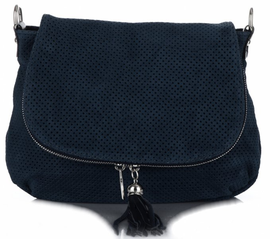 Torebki Skórzane Listonoszki firmy Genuine Leather Granatowe