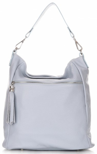 Uniwersalna Torebka Skórzana Firmy Genuine Leather Błękitna