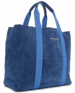 Duże Torebki Skórzane Shopper Bag Włoskiej marki VITTORIA GOTTI Niebieska