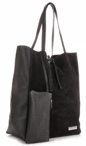 VITTORIA GOTTI Torebka Damska Skórzany ShopperBag Made in Italy Czarna