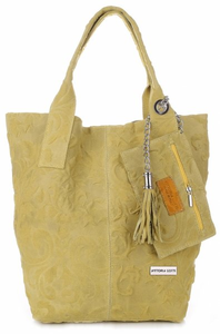 Modna Torebka Skórzana Shopper Bag Renomowanej Firmy VITTORIA GOTTI Made in Italy Limonka