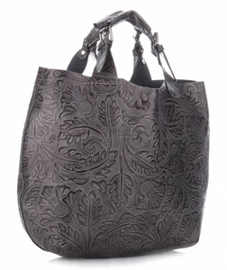 Torebki Skórzane typu ShopperBag Firmy Genuine Leather Szare
