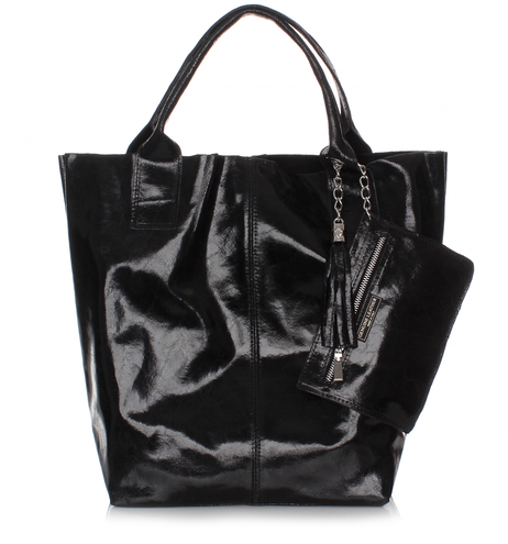 Elegancki Shopperbag Genuine Leather Lakierowana Skóra Czarna (kolory)