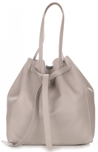 Włoskie Torebki Skórzane ShopperBag z Kosmetyczką firmy Genuine Leather Jasno Szara (kolory)