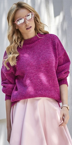 Sweter MAKADAMIA S63 - Fuksja melanż
