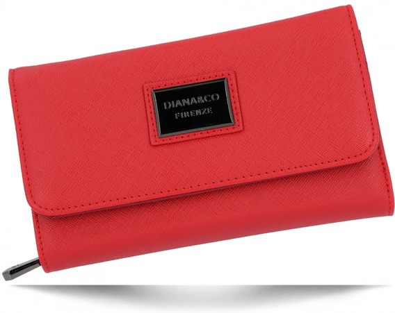 Firmowy Portfel Damski w rozmiarze XL firmy Diana&Co Czerwony (kolory)