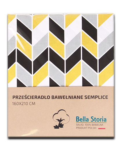 Prześcieradło bawełniane Geometric Yellow 160x210