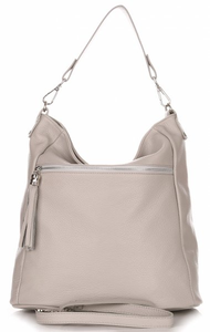 Uniwersalna Torebka Skórzana Firmy Genuine Leather Jasno Szara