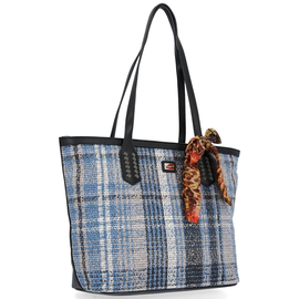 David Jones Firmowe Torebki Damskie w modne kratkowane wzory Niebieska (kolory)