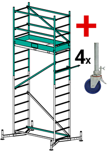 Rusztowanie aluminiowe KRAUSE ClimTec 5,00m + 4 rolki 150mm 710543