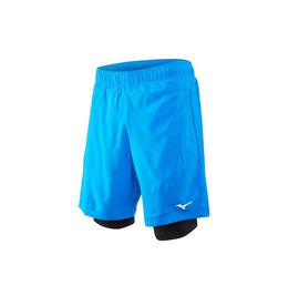 Mizuno Alpha 7.5 2 in1 Short | NIEBIESKIE - męskie spodenki do biegania z wewnętrznymi getrami J2GB9072