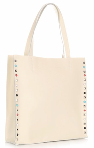 Modne Torebki Skórzane ShopperBag Firmy Genuine Leather Beżowe